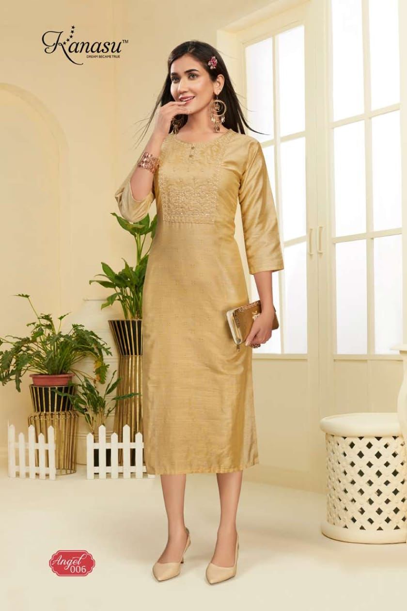 Kanasu Angel Fancy Casual Wear Heavy Slub Designer Kurti Collection